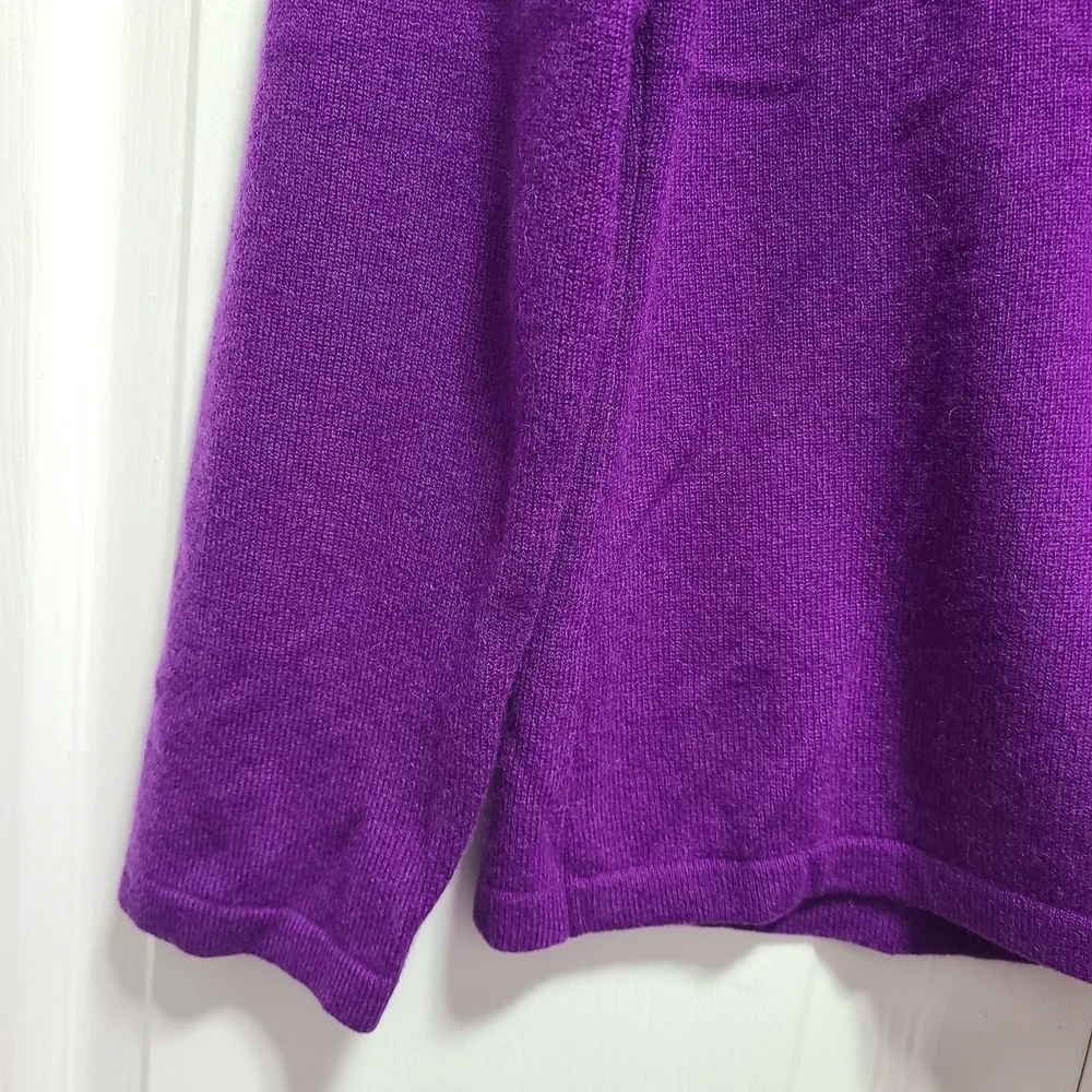 Jones New York Cashmere Rich Purple‎ Cowl Neck Sweater M Flaw Hole In Pit